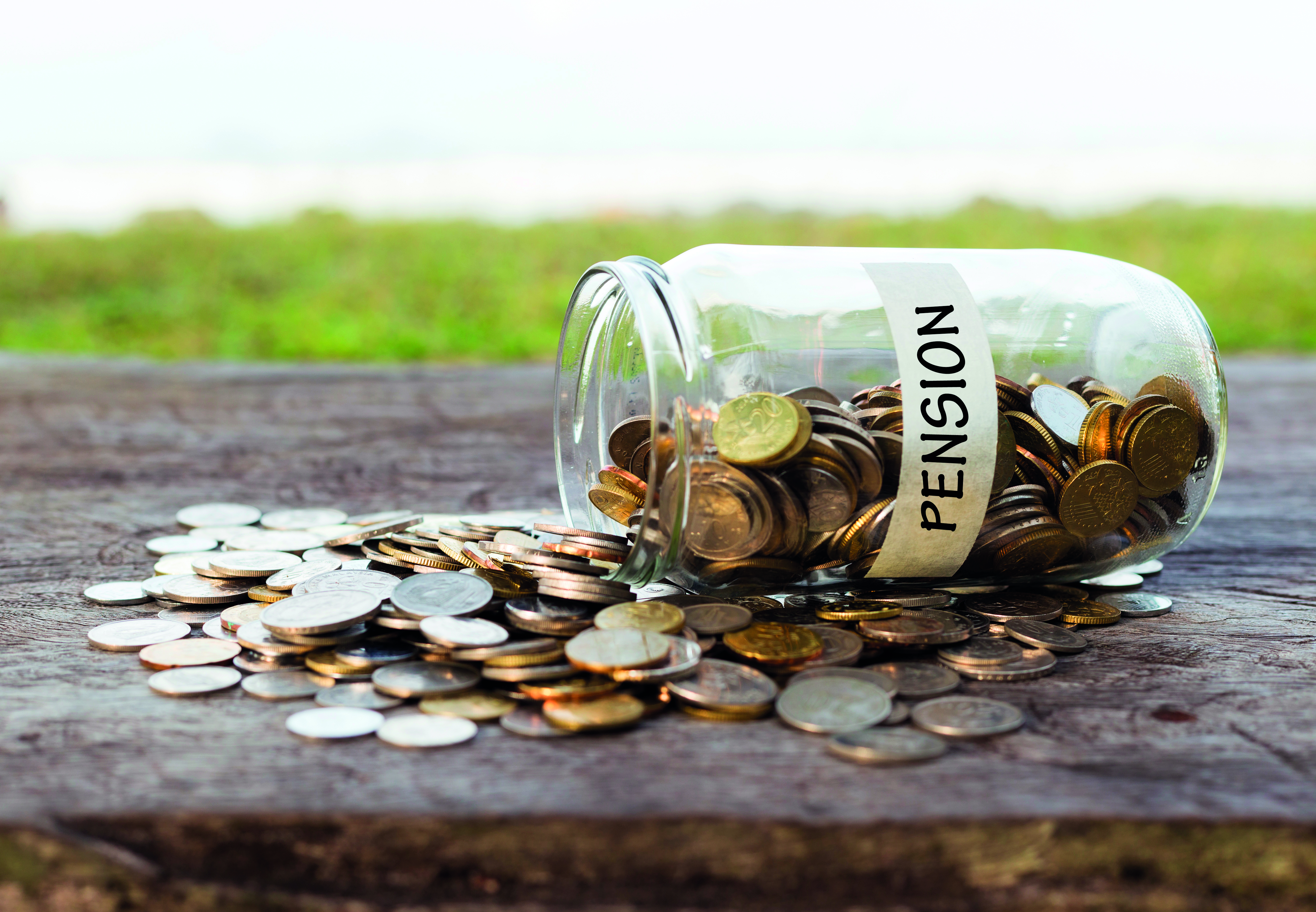 Pension jar tipped over spilling coins