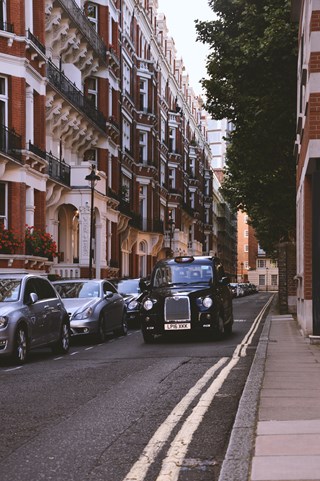 houses and taxi